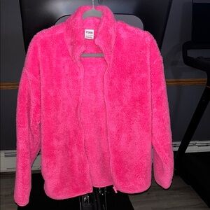 PINK Victoria's Secret Bright Pink Teddy Jacket